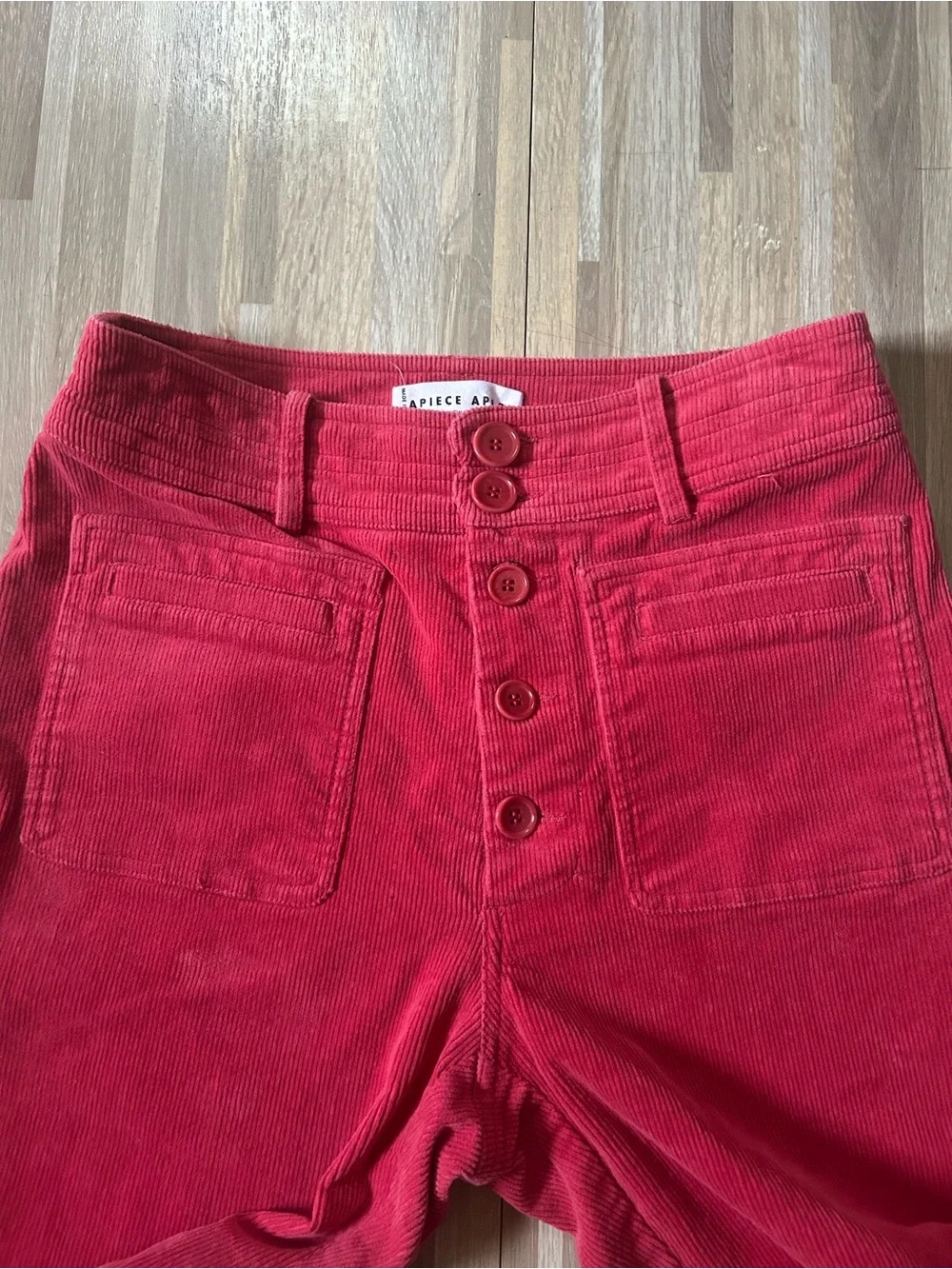 Apiece Apart Marston High-Waist Straight Pink Corduroy Button-Front Pants Size 2 - Picture 8 of 9
